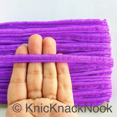 2mm Flanged Insertion Piping on 9mm Band, Violet Purple Art Silk Fabric Trim, Cord piping Trim